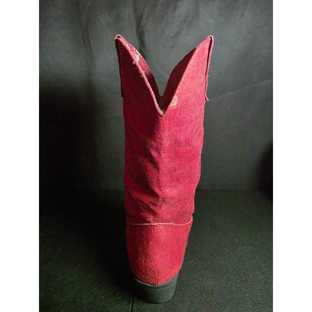 Rampage Walden Women's 9M Red Western Cowboy Cowgirl Boots 300301 Faux Suede - Picture 8 of 13